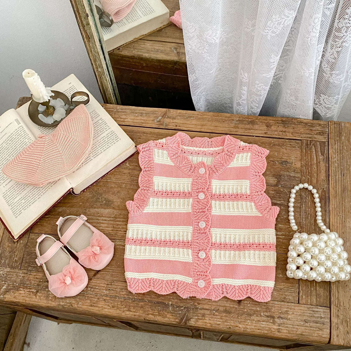Baby Strickweste mit Streifen – Bild 2 | LuxeStyle