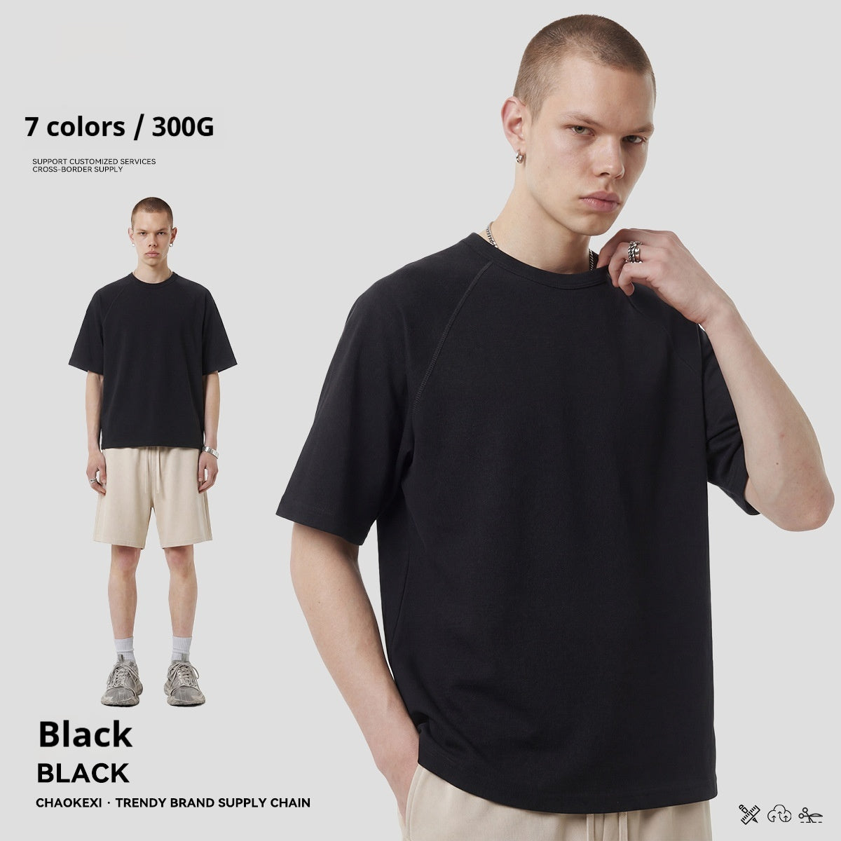 Herren Baumwoll-Pullover T-Shirt mit Struktur