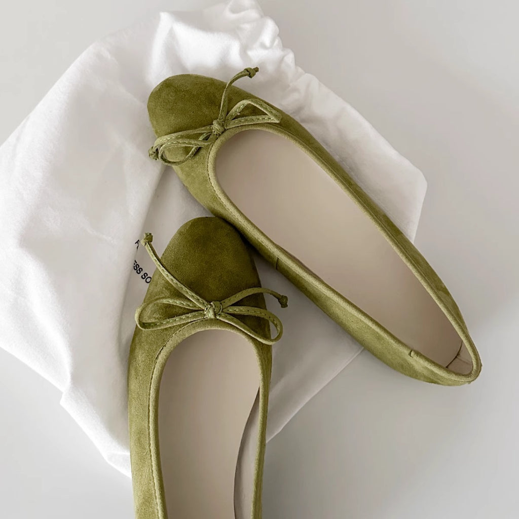 Sheepskin French Bow Gentle Ballet Flats