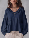 Vintage Bluse mit V-Ausschnitt und Spitze