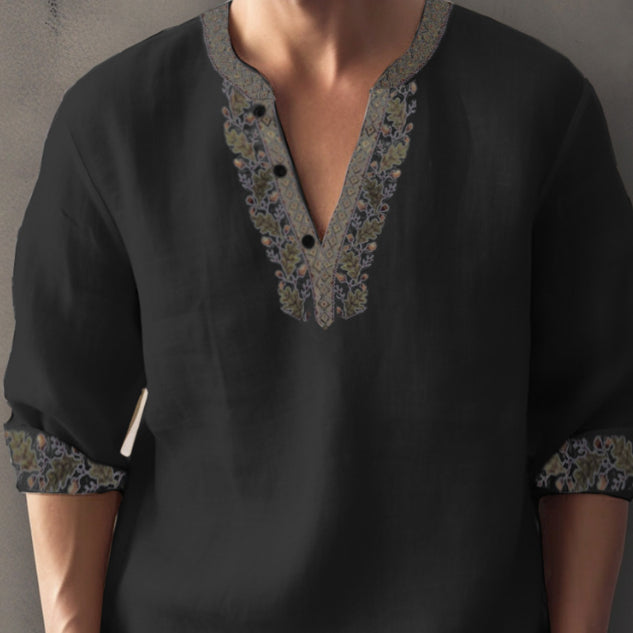Langarmshirt aus Bambusleinen mit Digitaldruck – Bild 6 | LuxeStyle