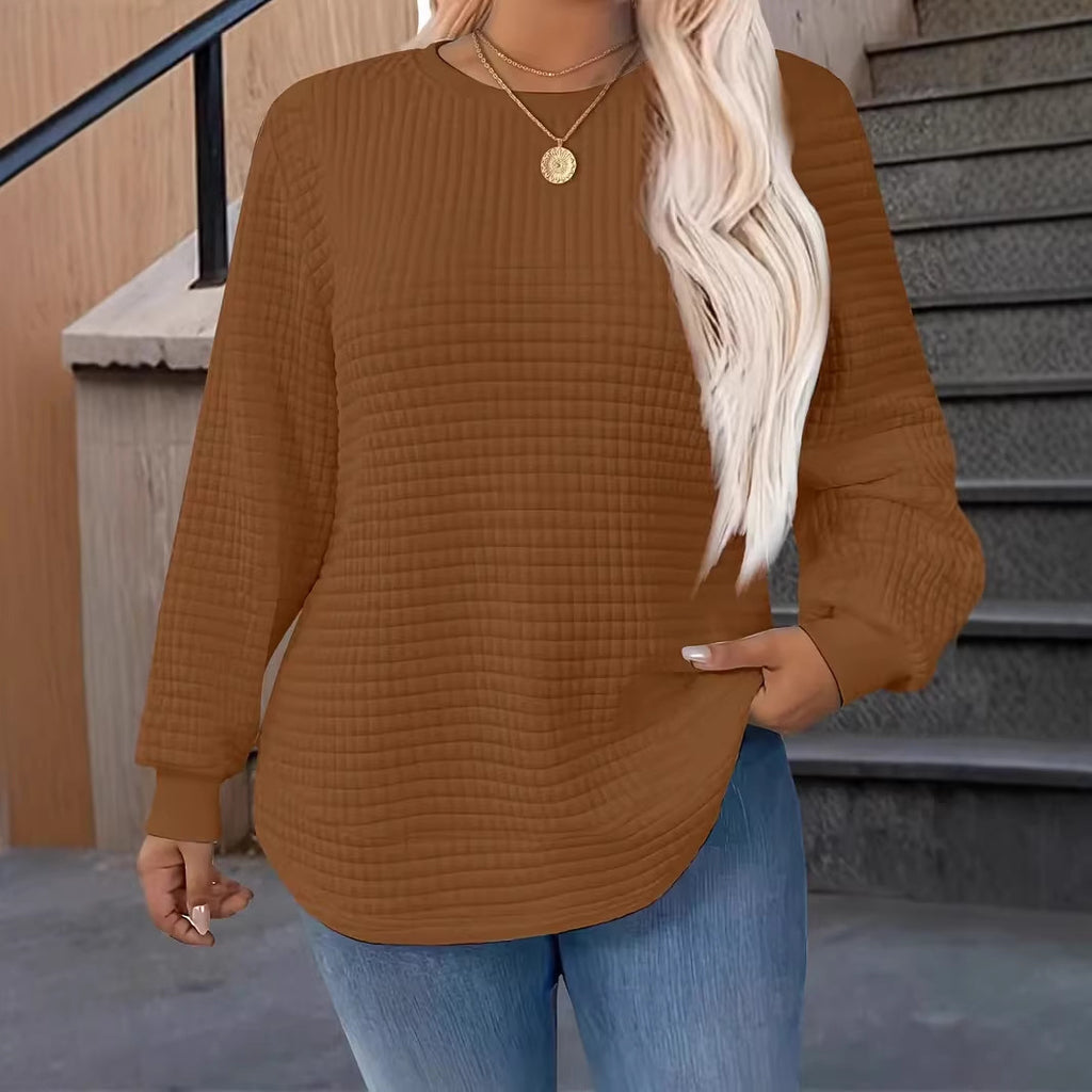 Waffle-knit Crewneck Sweatshirt