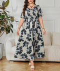 Bedrucktes V-Ausschnitt A-Linien Kleid
