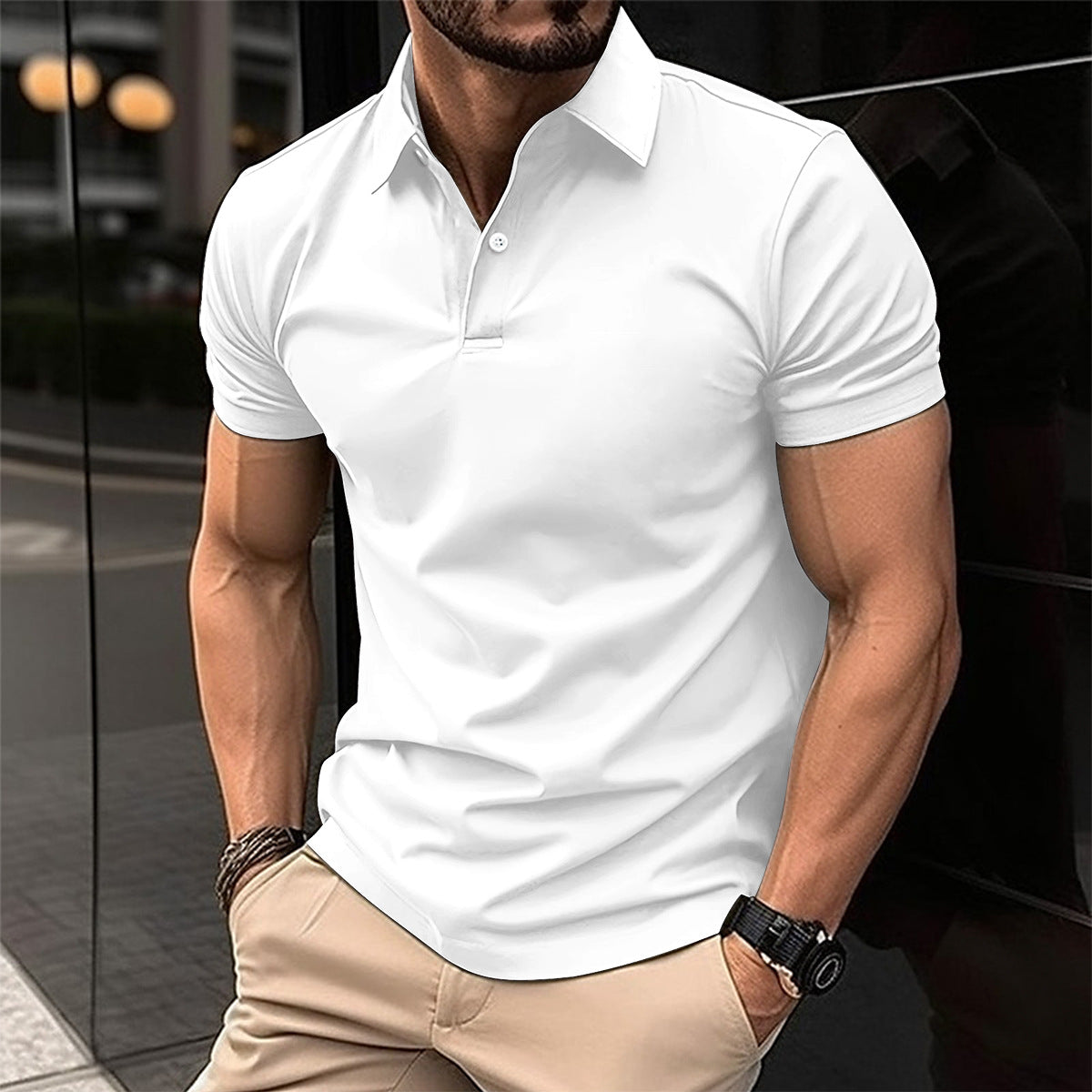 Polo-Shirt Kurzarm Herren – Unifarben