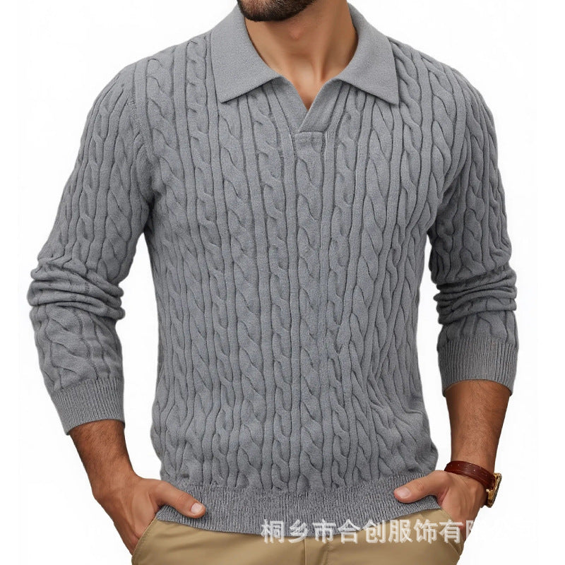 Herren Strickpullover mit Zopfmuster