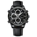 Herren Business-Armbanduhr, Leder, Leuchtzeiger