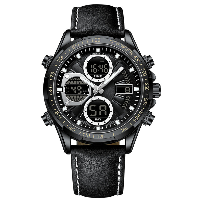 Herren Business-Armbanduhr, Leder, Leuchtzeiger