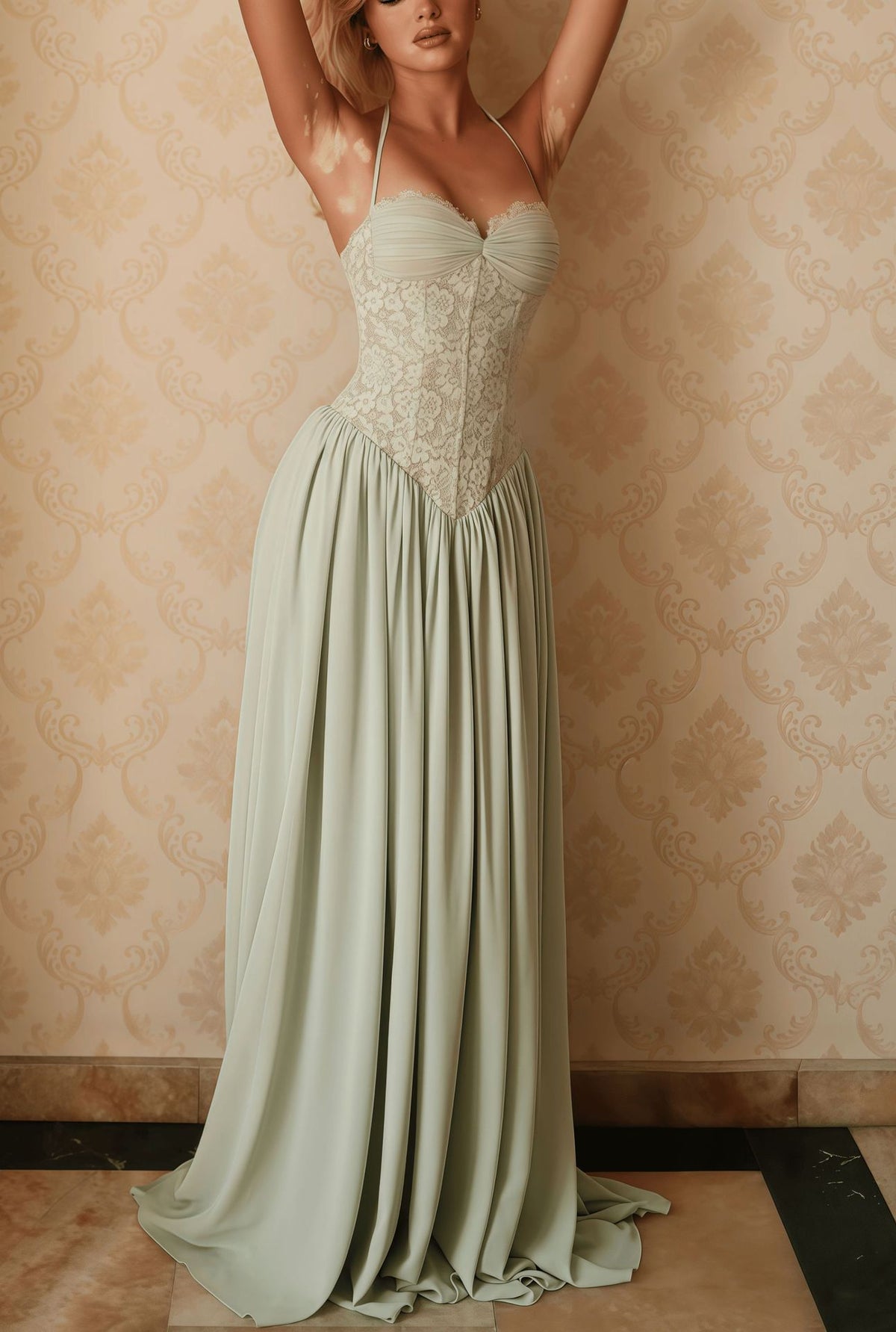 Elegantes Off-Shoulder Maxikleid mit Spitze – Bild 8 | LuxeStyle