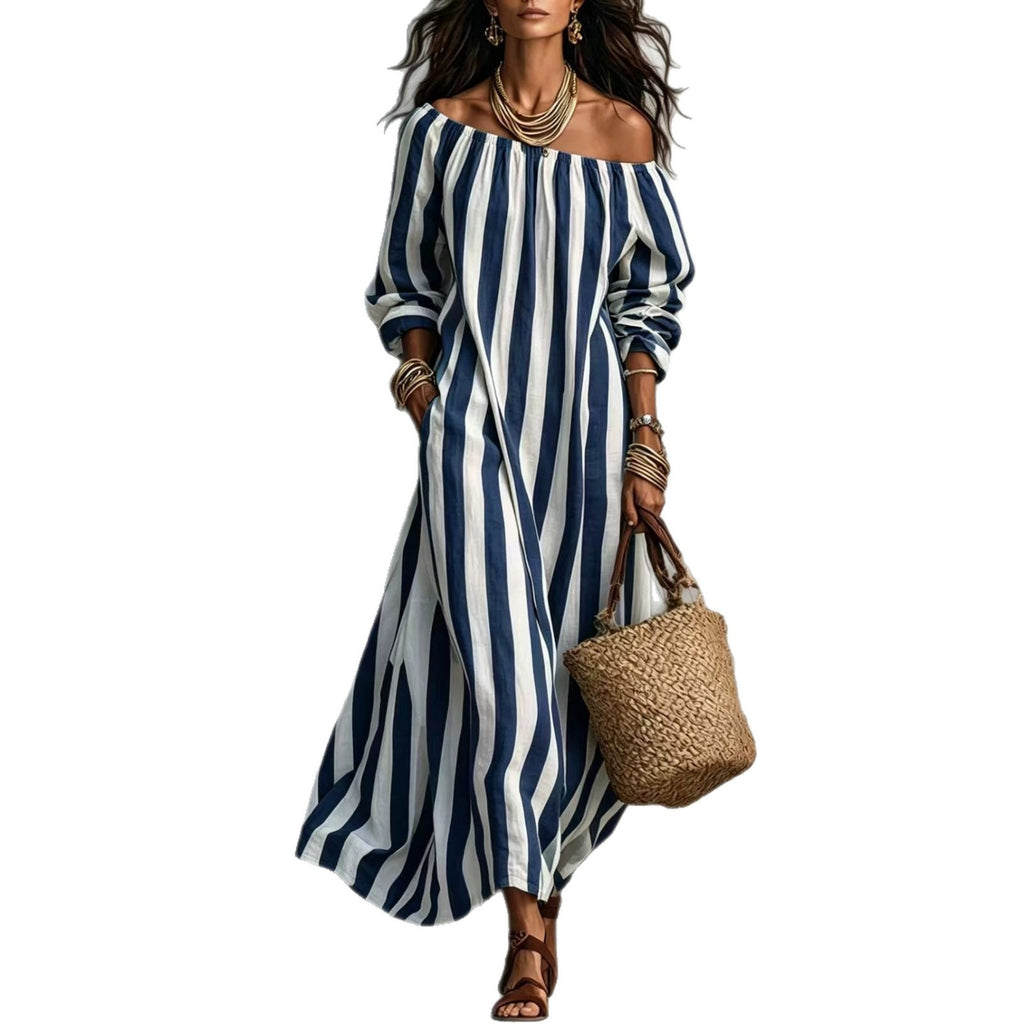 Gestreifter Off-Shoulder Dress