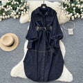 A-Linien Denim-Kleid mit Patchwork-Details – Bild 7 | LuxeStyle