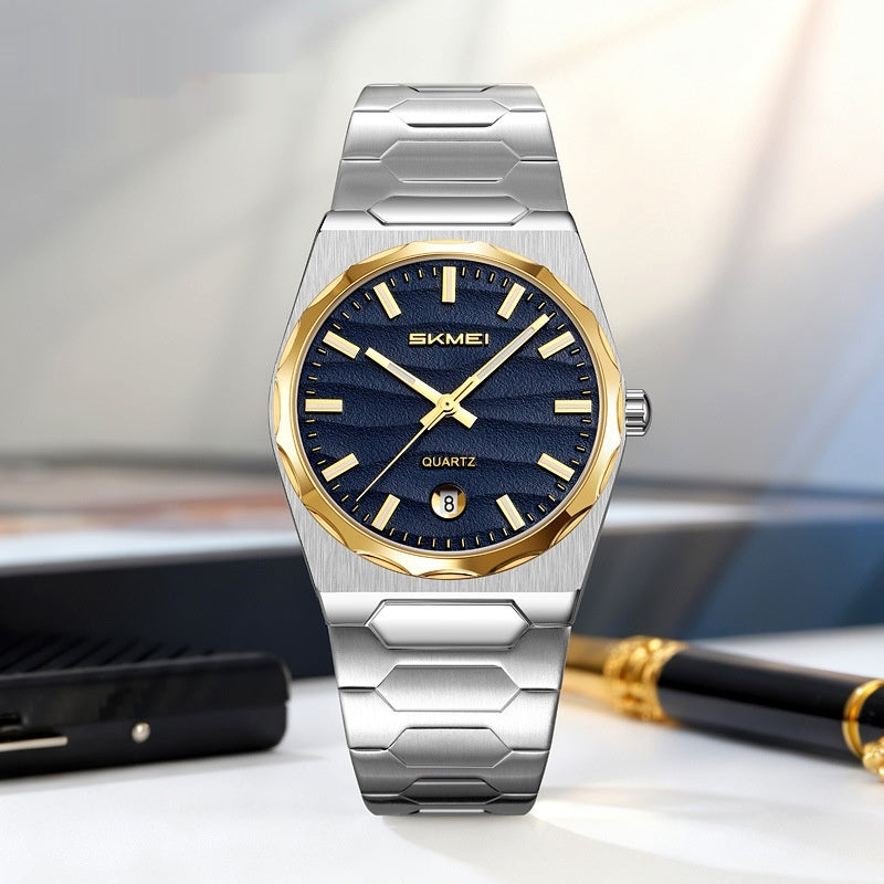 Herrenuhr mit Edelstahlband und Kalenderfunktion