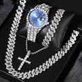 Quarz-Herrenuhr mit Cuban Armband