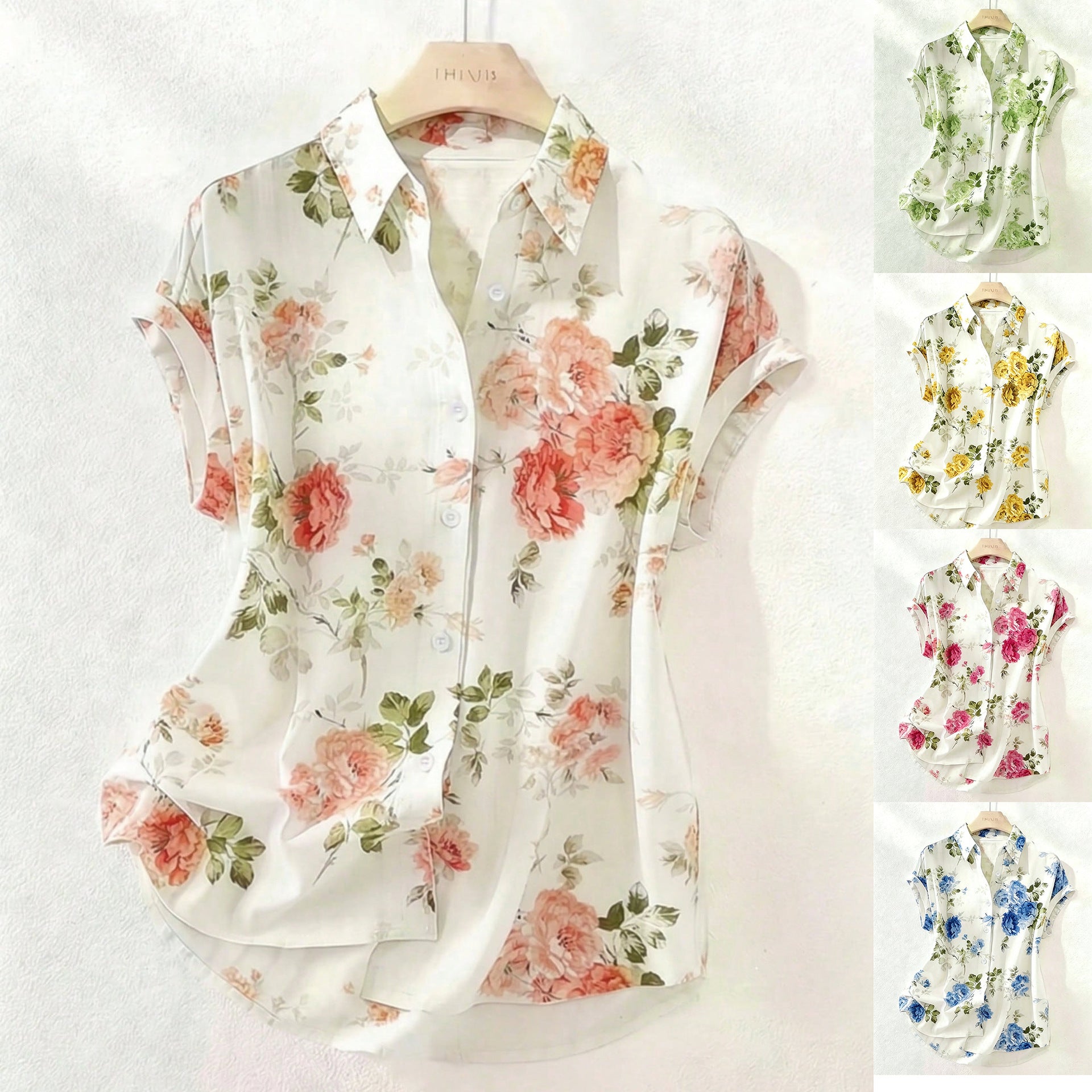 Bluse mit Blumenmuster und Reverskragen