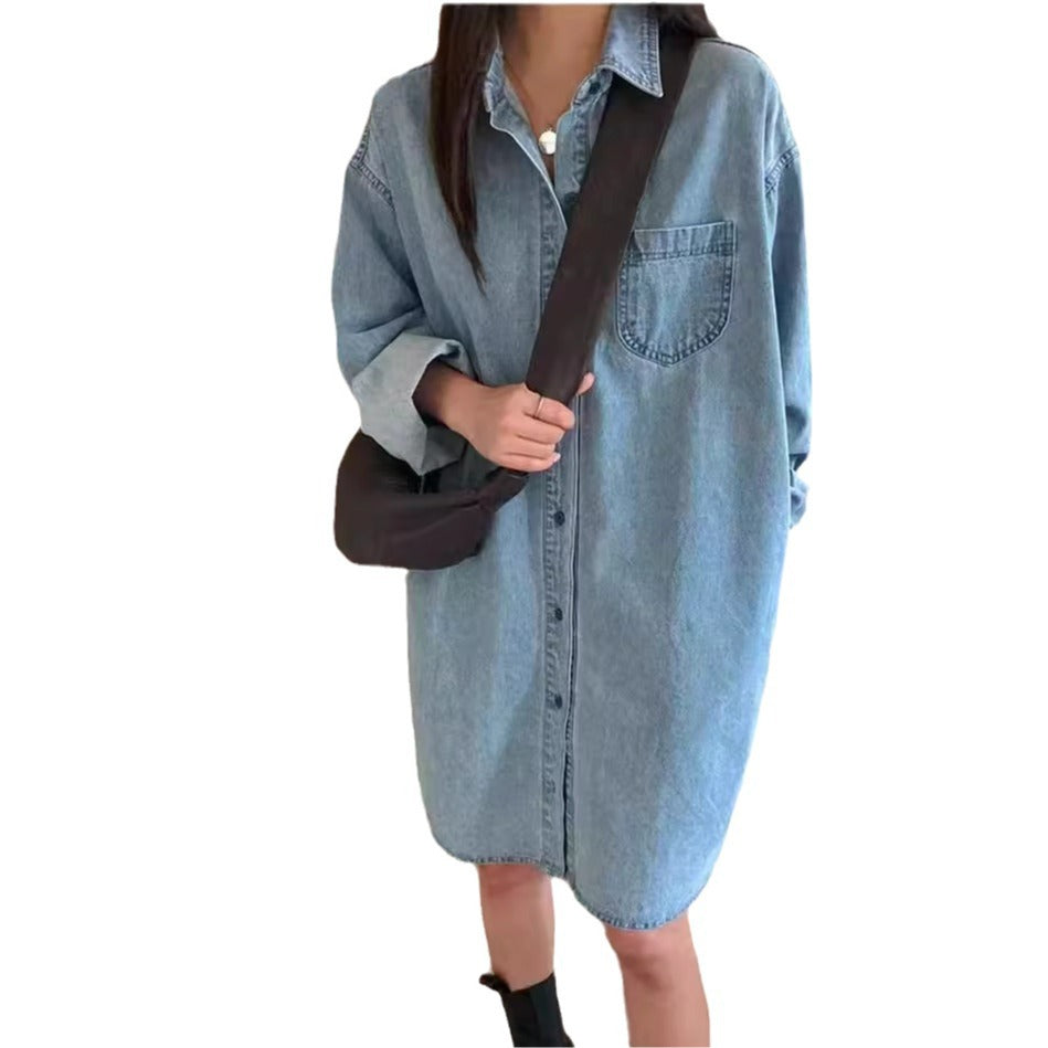 Retro Jeanskleid mit Reverskragen