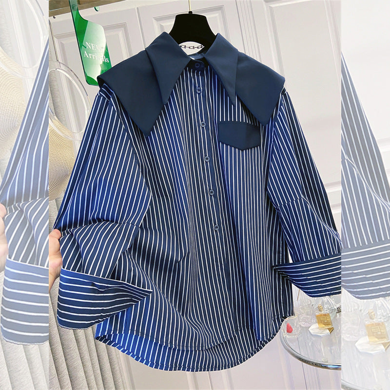 Retro Streifen Fake Zweiteiler Shirt für Damen – Bild 6 | LuxeStyle