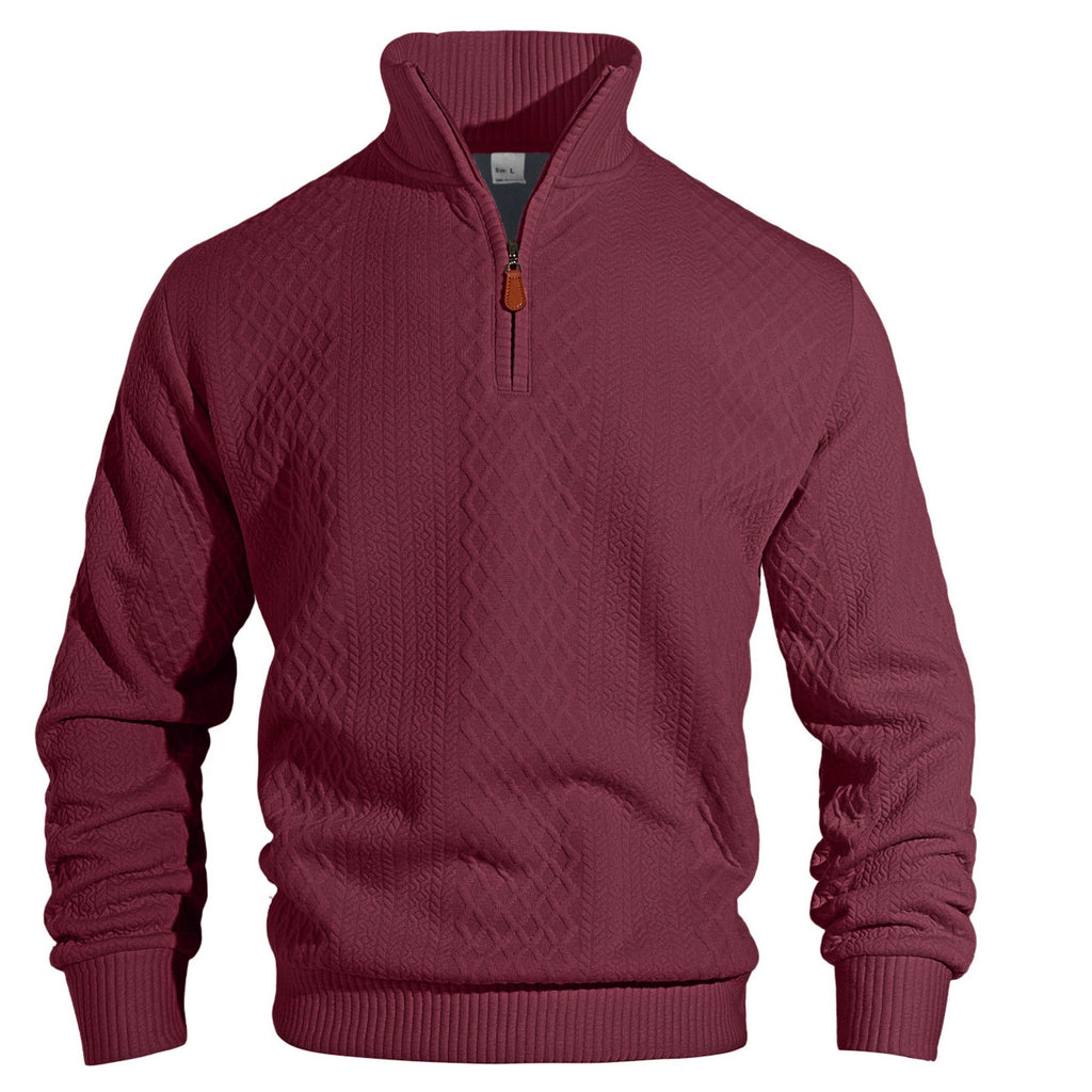 Männliches Sporttop mit Stehkragen, Reissverschluss, Langarm – Bild 3 | LuxeStyle