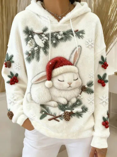 Weihnachts-Pullover Flanell Rundhals Langarm Unisex