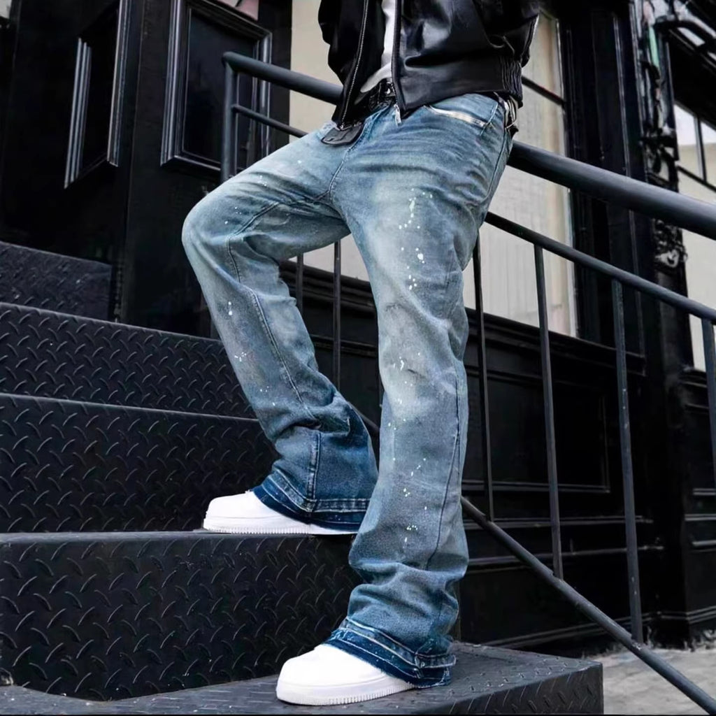 Graue Cropped Jeans