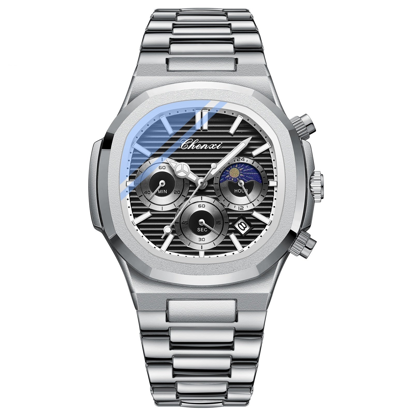 Herren-Chronograph mit Kalender und Leuchtzeigern