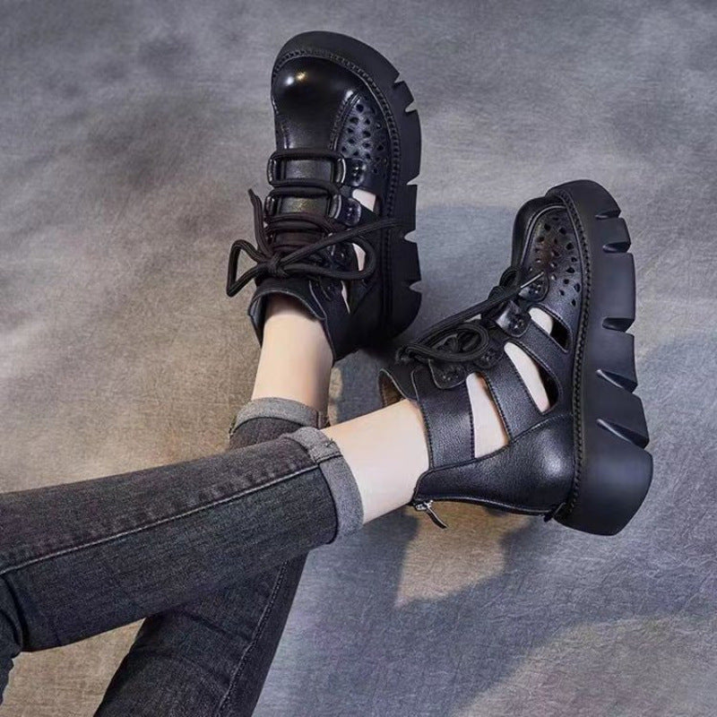 Damen Plateau-Sandalen aus weichem Leder – Bild 2 | LuxeStyle