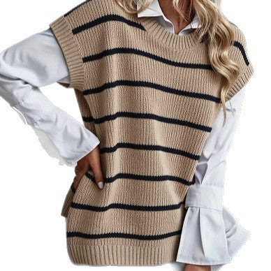 Gestreifter Pullover-Weste
