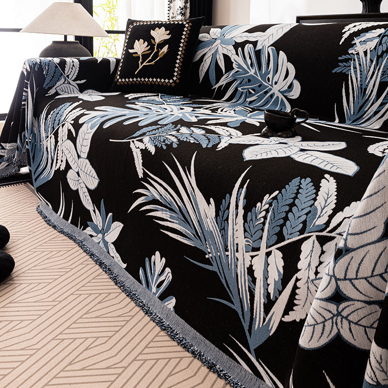 Sofaüberwurf aus Chenille mit Pflanzenmuster – Bild 2 | LuxeStyle