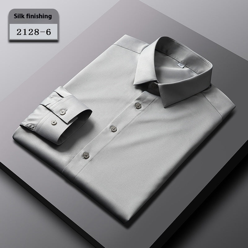 Elastisches Seidenhemd für Herren, langärmlig – Bild 6 | LuxeStyle