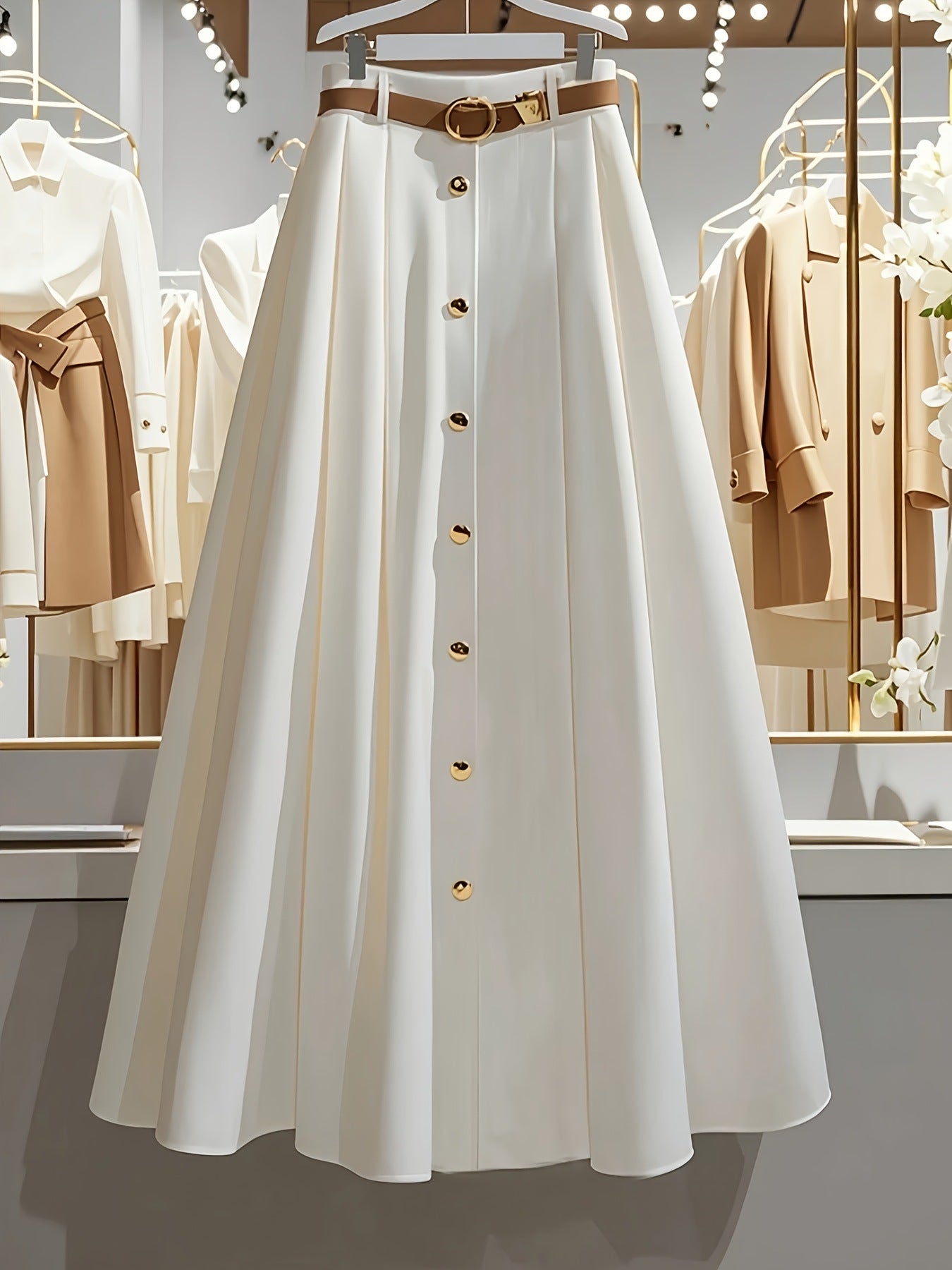 Eleganter A-Linien-Maxirock in Weiss
