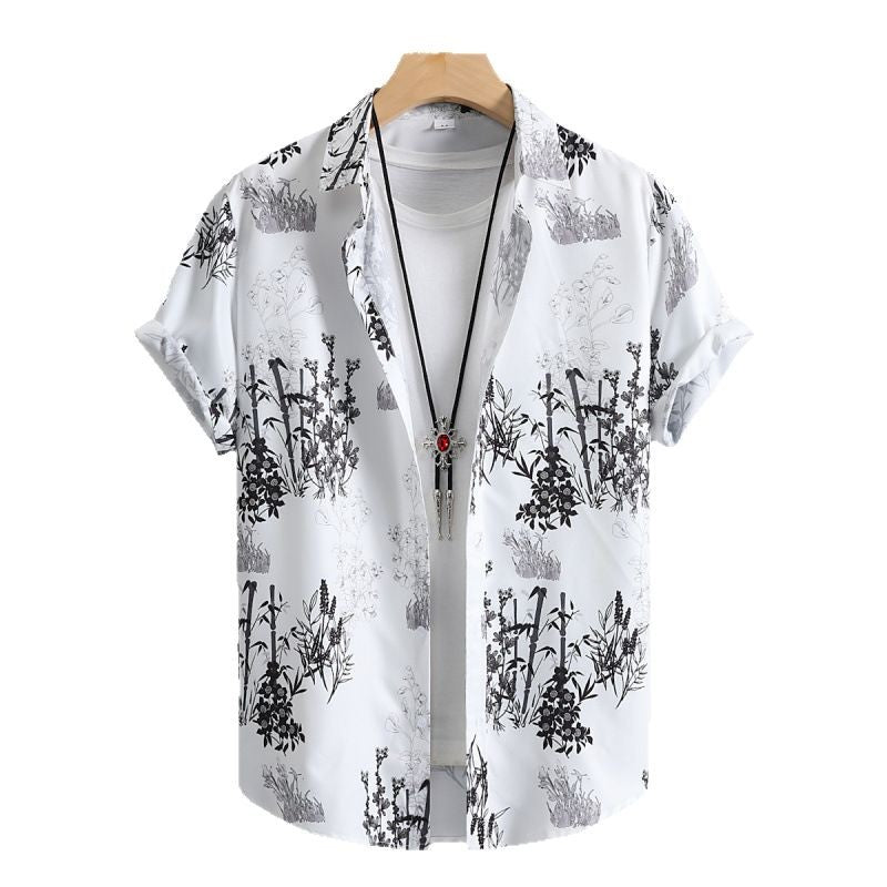 Herren-Bluse mit floralem Druck