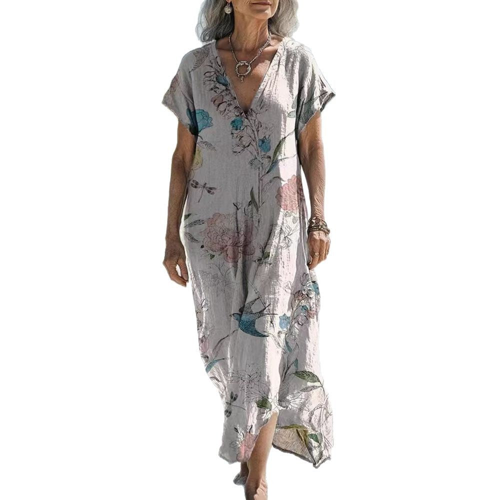 Retro-Print V-Ausschnitt Freizeitkleid – Bild 7 | LuxeStyle