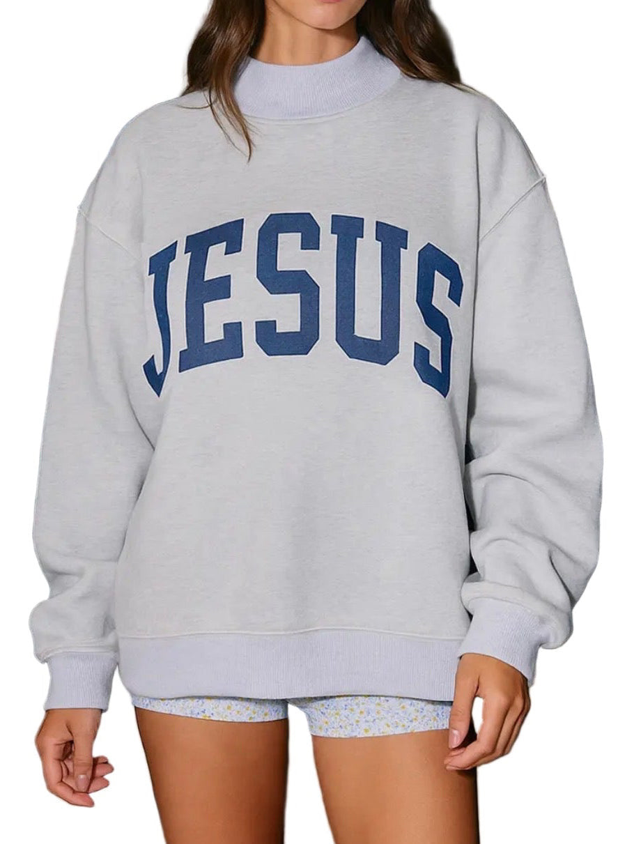 Bedrucktes Langarm-Sweatshirt mit Rundhals