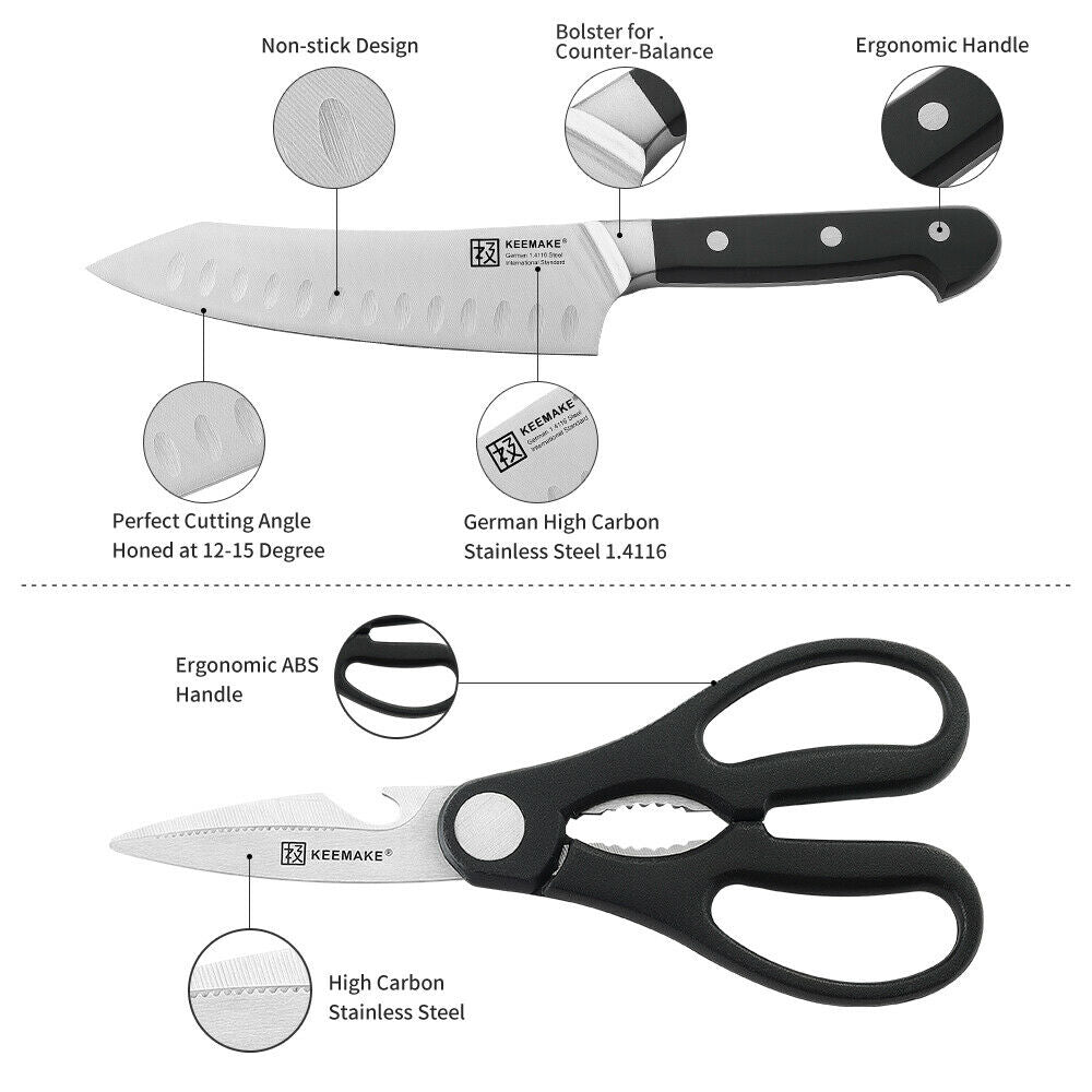 Kochmesser & Küchenschere Set, 2-teilig