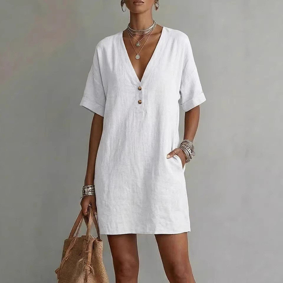 Casual Midi-Kleid mit Knopfleiste