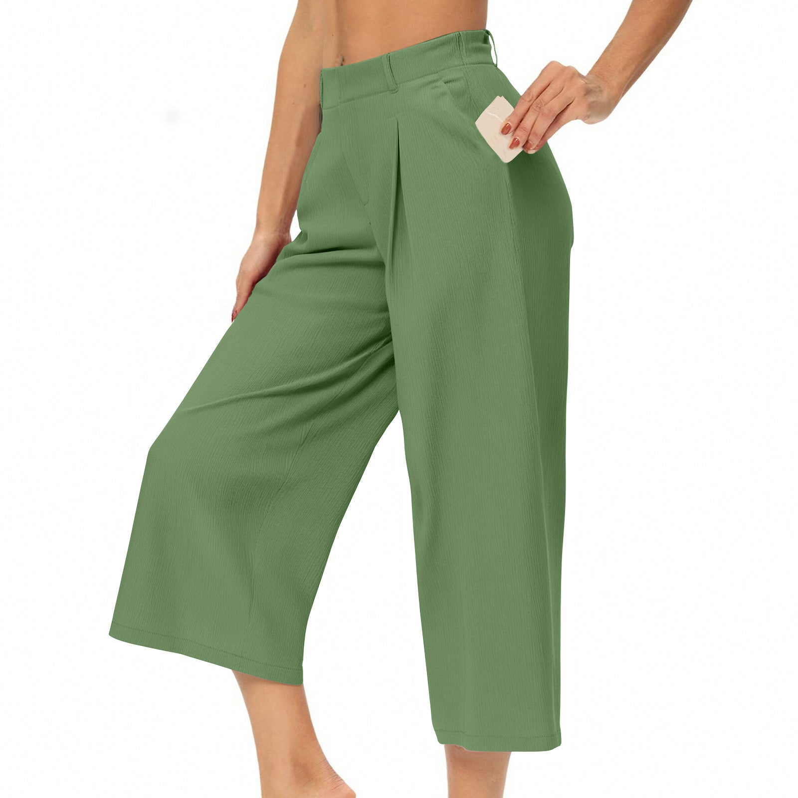 High-Waist Cropped Shorts mit weitem Bein