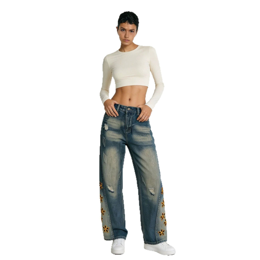 Retro Distressed Damen Jeans