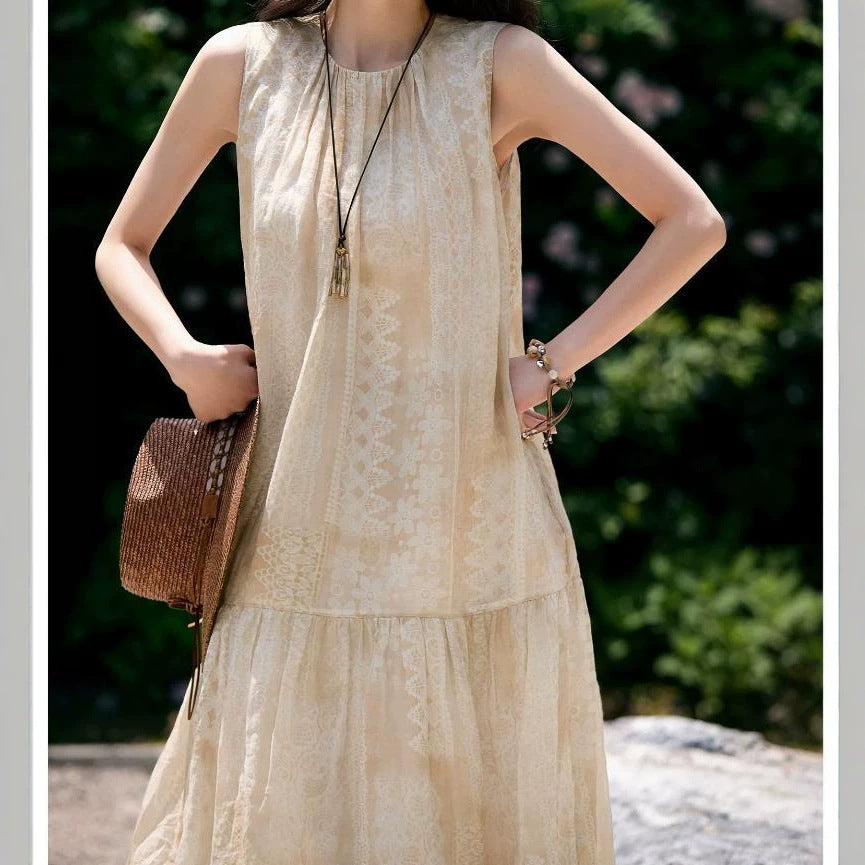 Französisches ärmelloses A-Linien-Kleid