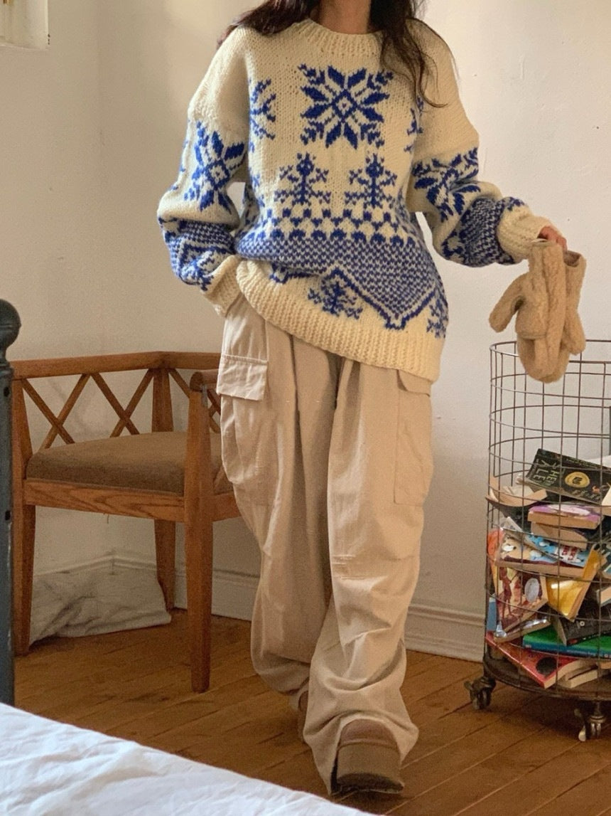 Farbblock-Strickpullover