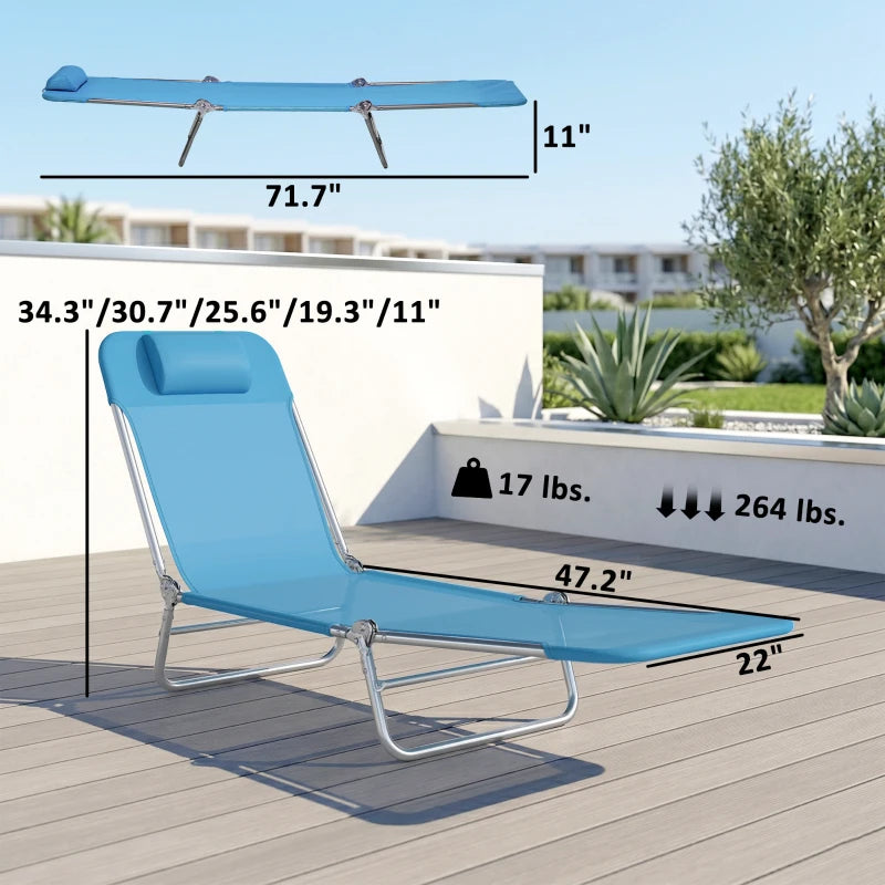 2er Set Faltbare Sonnenliegen mit verstellbarer Rückenlehne