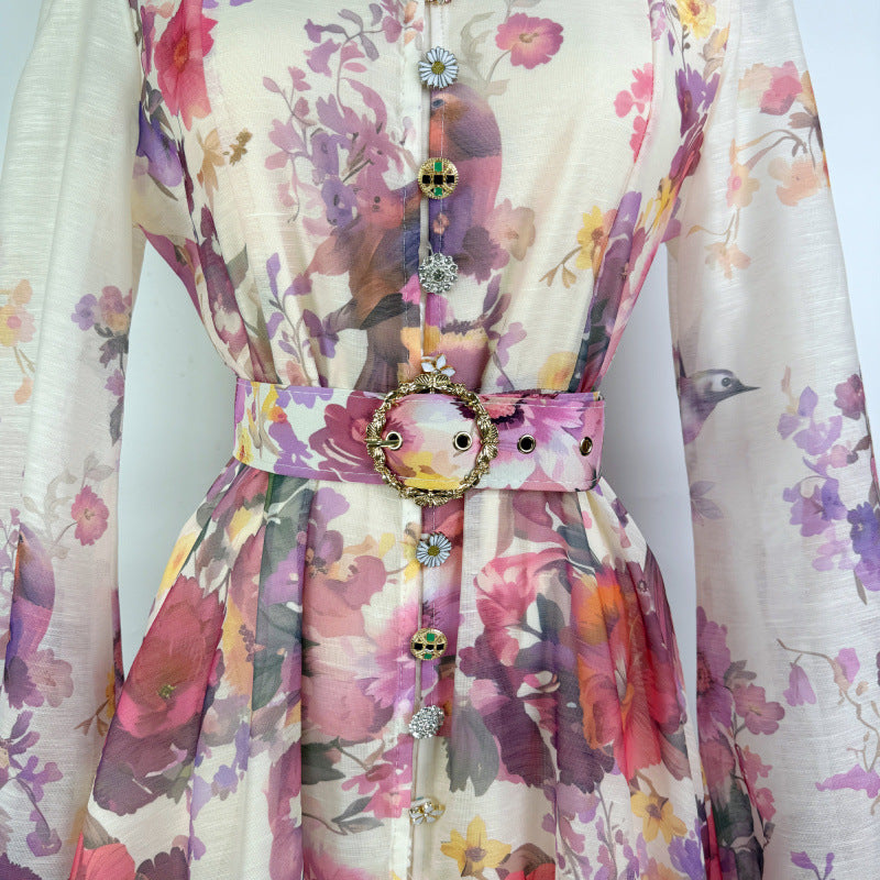 Midi-Kleid mit Stehkragen und Puffärmeln – Bild 20 | LuxeStyle