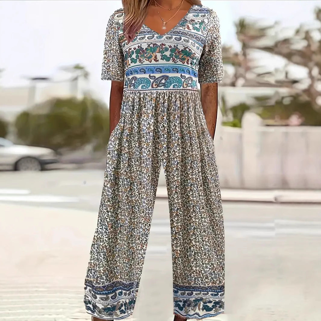 Eleganter ärmelloser Jumpsuit mit Print