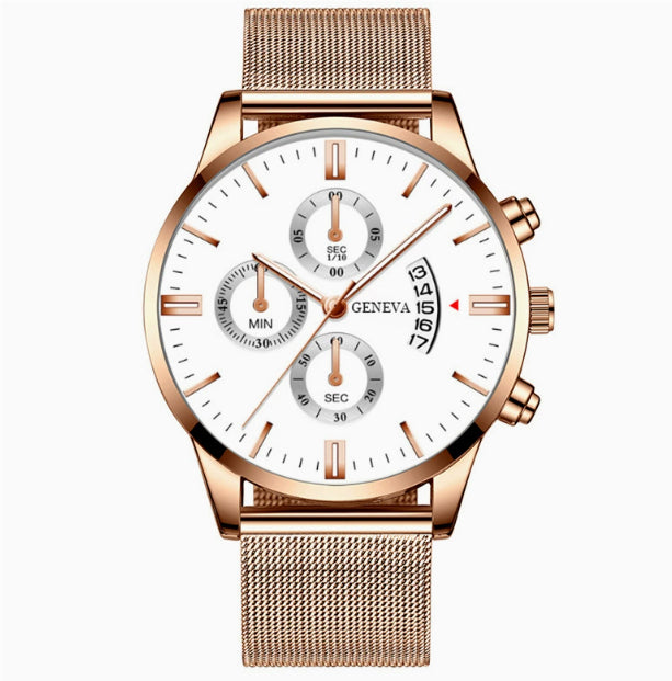 Herren Business Quarzuhr mit Edelstahl-Armband