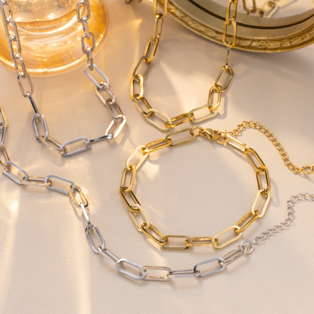 Layering-Halsketten-Set mit Gliederkette in Gold und Silber