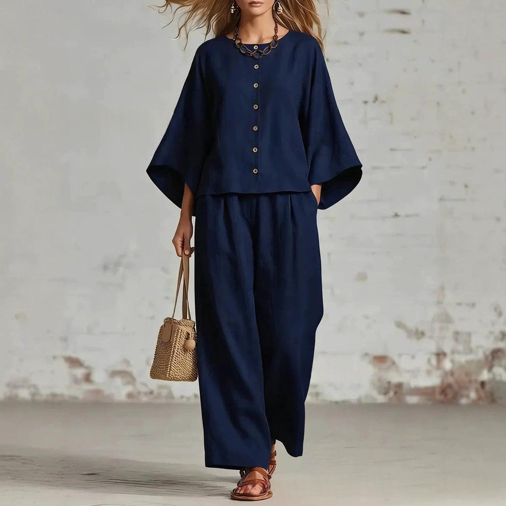 Cardigan mit 3/4-Ärmeln & weite Hosen
