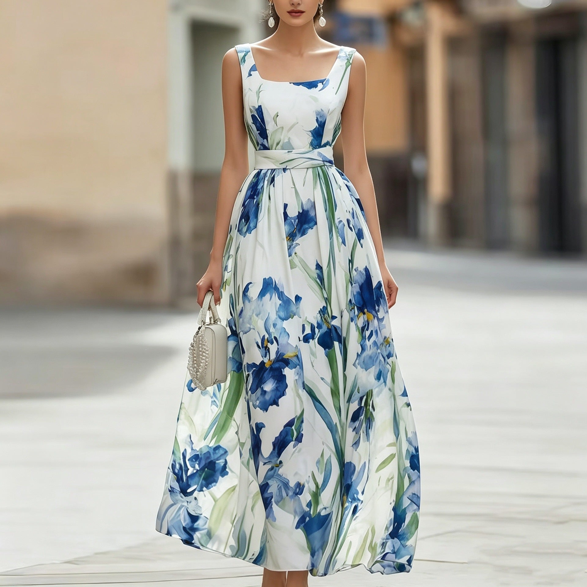 Strandkleid ärmellos mit Print