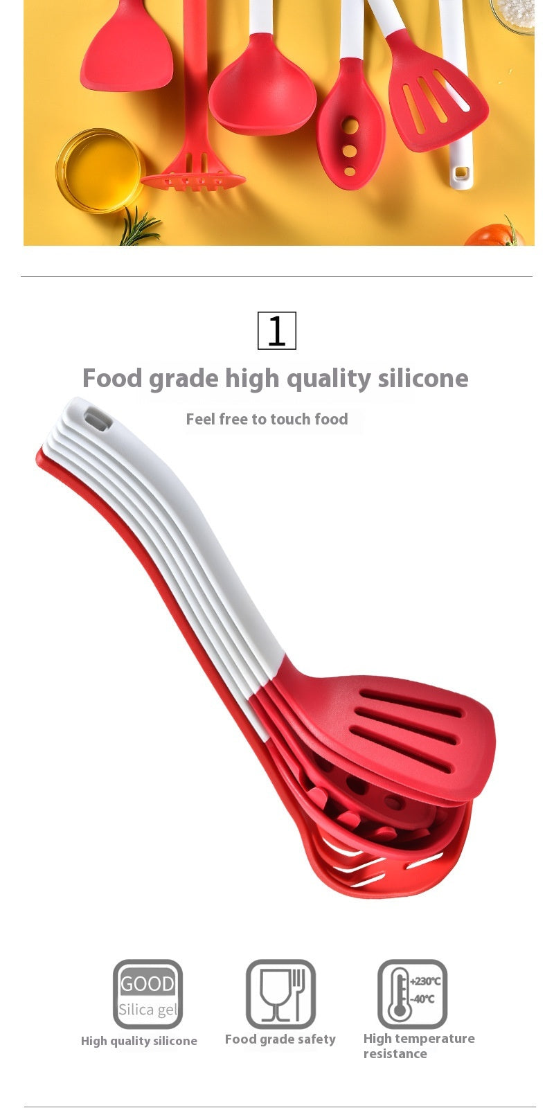 Silikon Küchenhelfer-Set, 6-teilig