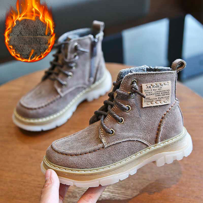 Kinder Martin Boots aus Leder und Samt