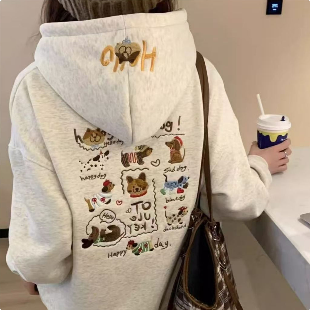 Dackel Bestickter Hoodie