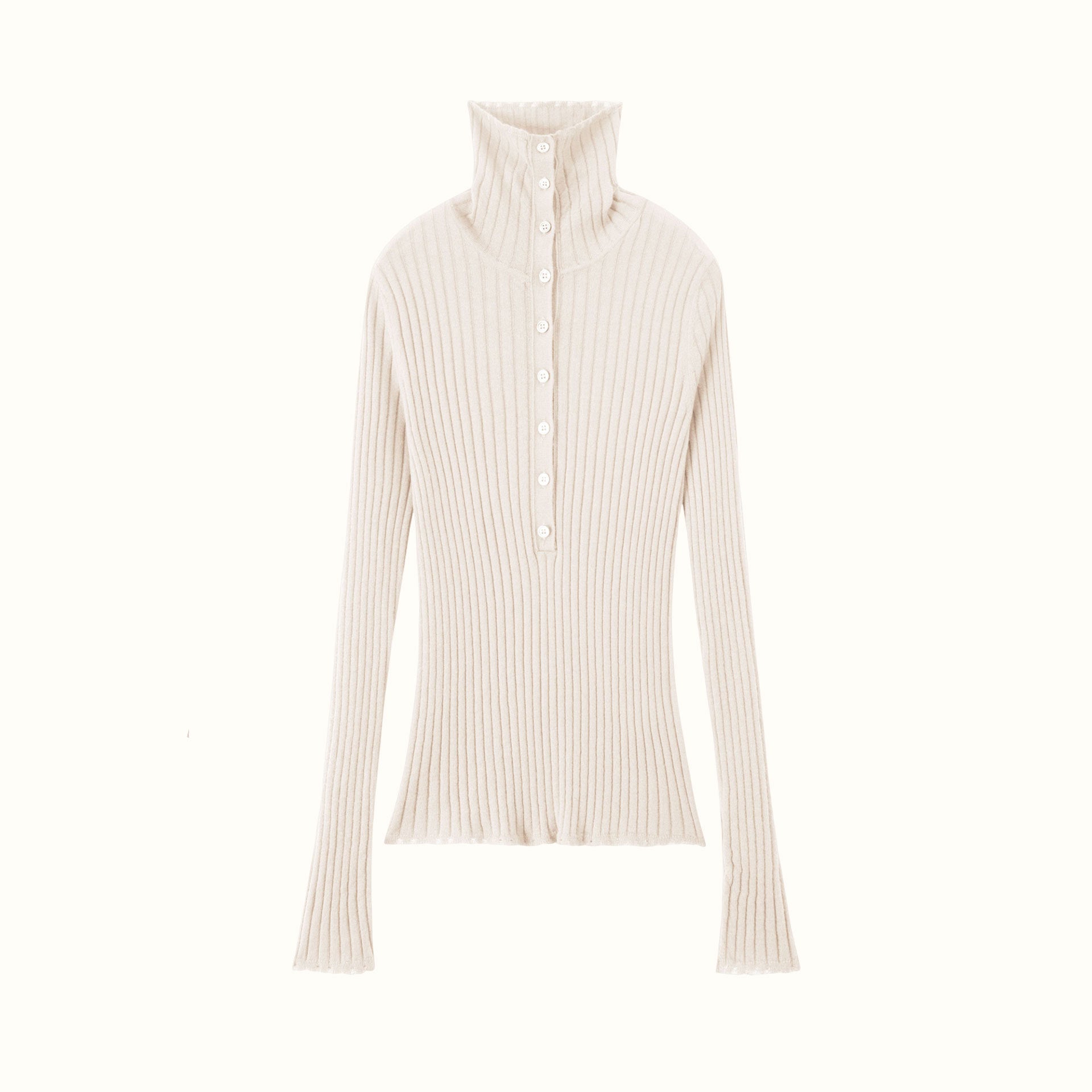 Ribbed Chunky Turtleneck Cashmere Pullover Damen Slim Fit