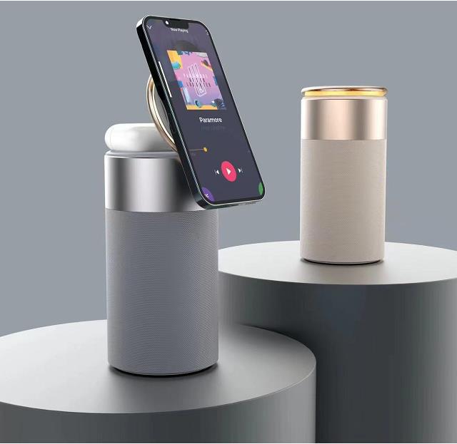 3-in-1 Wireless Charger & Bluetooth Speaker mit Touchlampe