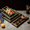 Retro Begonien-Tablett aus Holz und Glas | LuxeStyle